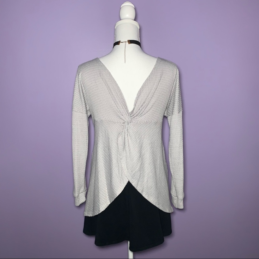 NEW Boutique Grey Twist Back Knit Top